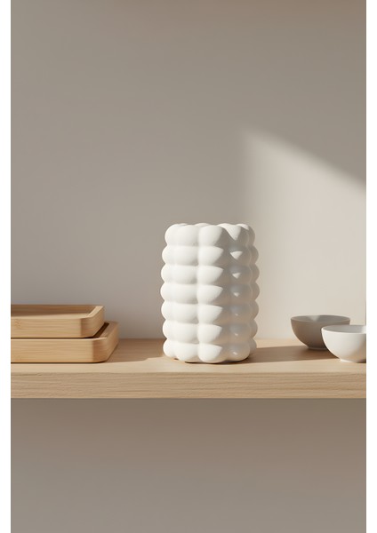 Beton Dekoratif Obje Bohem Vazo – Modern Tasarım 10 x 17 modelleri