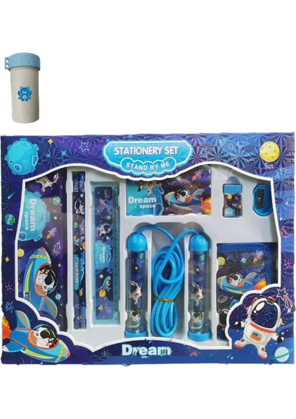 Öğrenci Atlama Ipi Kırtasiye Seti Çocuk Cüzdanı Öğrenme Kırtasiye Kutusu 9 Parçalı Set (Yurt Dışından)