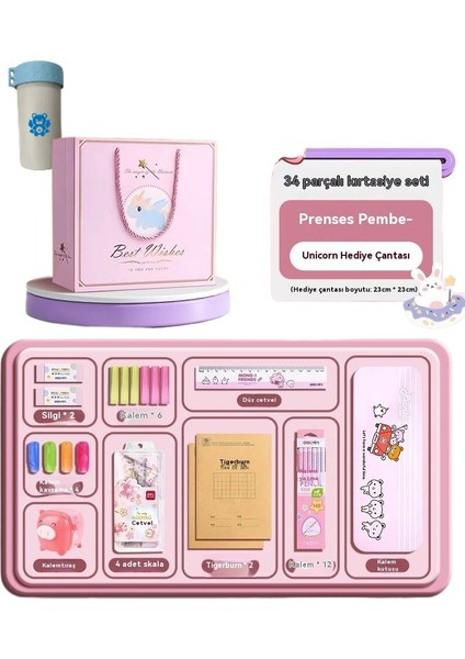 Çocuk Öğrenme Si Kırtasiye Kutusu 34 Parçalı (Yurt Dışından)