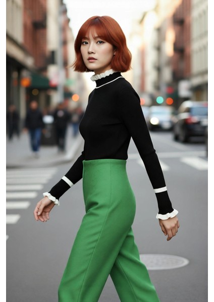 Kadın Akrilik Dokuma Dik Yaka Fitilli Triko Kazak Kış Sezonu Için Özel Tasarım Rahat ve Şık Görünüm fırsatları