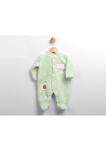 Im Goıng Nakışlı Peluş Tulum - Fıstık Yeşili - 1 - 3 Ay Fıstık Yeşili