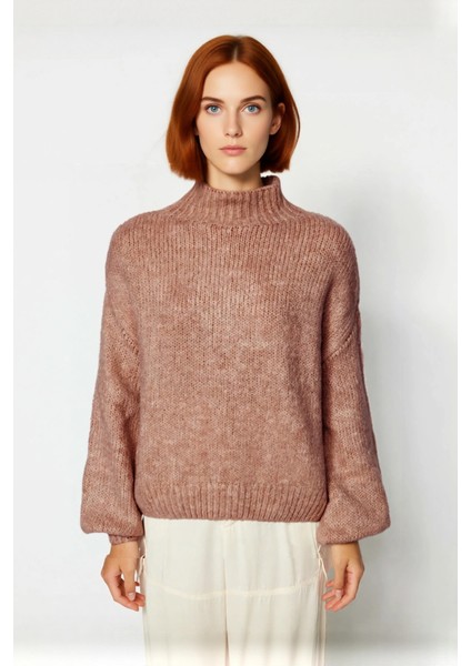 Kadın Oversize Kalın Dik Yaka Triko Kazak Kışlık Soğuk Havalarda Konforlu Günlük Stil Kaliteli fiyatları