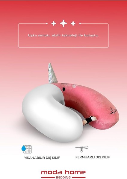 Home Bedding Çocuk Visco Boyun Yastığı,çocuk Ortopedik Seyahat Yastığı Pembe Yıkanabilir Kılıflı Unicorn fiyatları