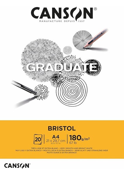 Graduate - C400110383 Bristol Block, Dın A4, 20 Yaprak, 180 G/m²