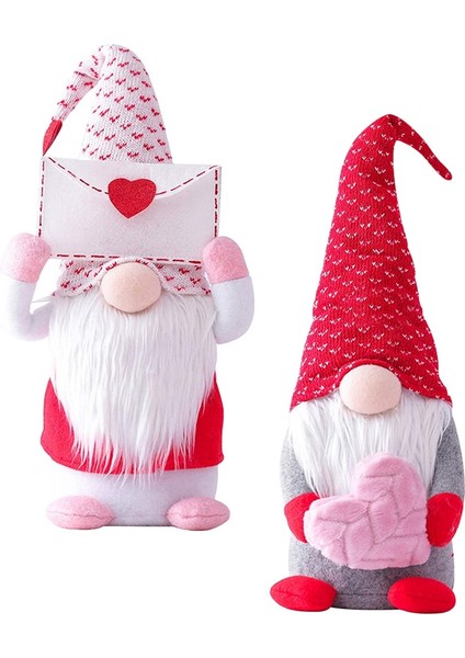 Sevgililer Günü Cüceleri Peluş Süslemeler - Sevgililer Günü Bay ve Bayan El Yapımı Isveç Tomte Dolması Bebek Büyük (Yurt Dışından)