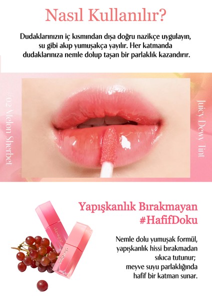Yoğun Parlaklık ve Canlı Renkler Sunan Kalıcı Tint Dasıque Juicy Dewy Tint (#03 Pink Guava)