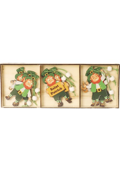 9 Adet Ahşap. Günü Asma Dekorları, Yeşil Yonca Leprechaun Kolye Ucu, B (Yurt Dışından)