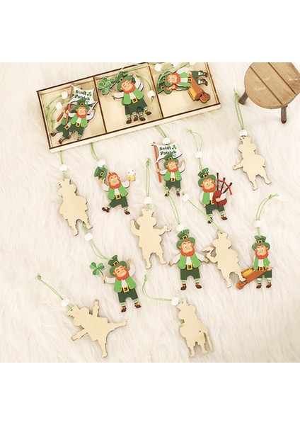 9 Adet Ahşap. Günü Asma Dekorları, Yeşil Yonca Leprechaun Kolye Ucu, B (Yurt Dışından) indirimleri