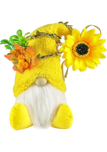 Ayçiçeği Gnome Peluş, Ilkbahar Yaz Cüceleri Tatil Süsleri, Hediye El Yapımı Raf Katmanlı Tepsi Süslemeleri B (Yurt Dışından)