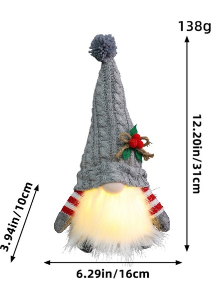 LED Işıklı Gnome Bebek Ev Süslemesi Için Mutlu Noel Dekoru Noel Navidad Doğum Hediyeleri Yeni Yıl -Gri (Yurt Dışından) modelleri