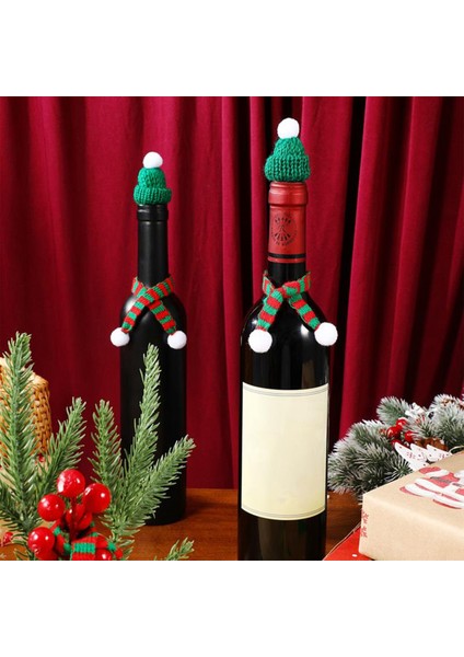 20 Adet Mini Noel Baba Şapkaları Noel Eşarp Şarap Şişesi Dekorları Minik Atkılar El Sanatları Yün Kap Küçük Bebek Dekor (Yurt Dışından) indirimleri
