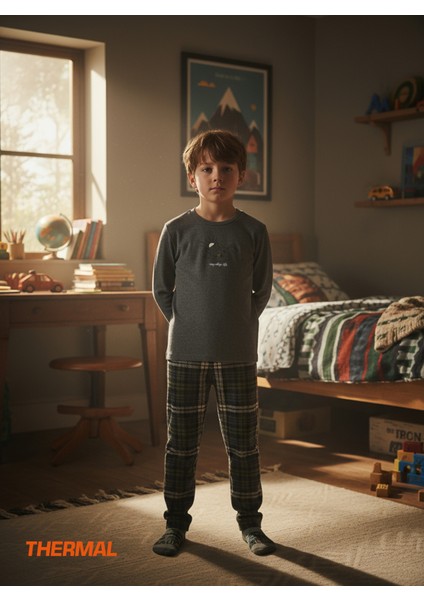 Erkek Çocuk Termal Pijama Takımı 40847 - Antrasit
