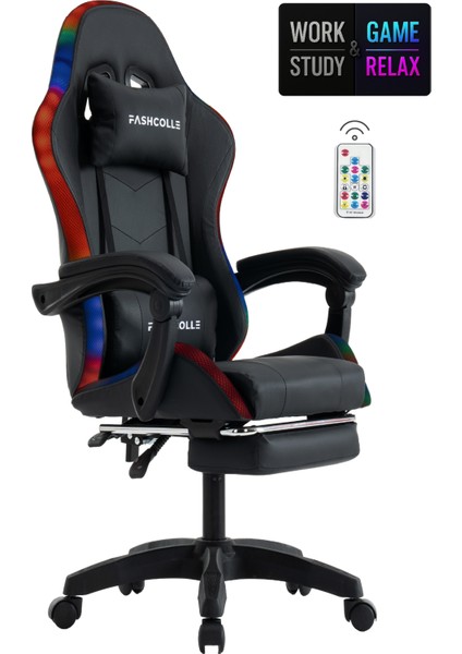 Black Star Işıklı - Masaj Özellikli Oyuncu Koltuğu Black