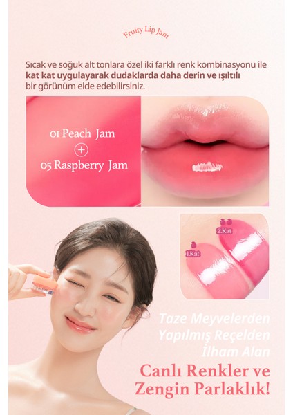 Yoğun Parlaklık Sunan, Meyve Renklerinde Kavanozda Dudak Balmı Dasıque Fruity Lip Jam 01 Peach Jam