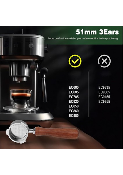 Delonghi Dedica EC680/EC685 Kahve Makinesi Için 51 mm Portafilter, Filtre Sepetli Dipsiz Portafilter (Yurt Dışından) fırsatları