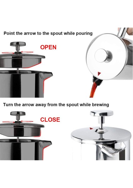 Paslanmaz Çelik Fransız Pres Kahve Makinesi 600ML Çift Duvarlı Yalıtımlı Fransız Pres Çay Demleyici Kahve Presi (Yurt Dışından) modelleri