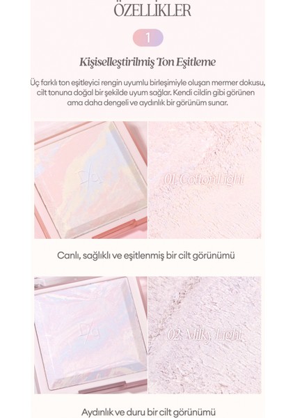 Ton Eşitleyici & Sabitleyici Fırınlanmış Pudra Dasıque Correcting Finish Powder (#01 Cotton Light)