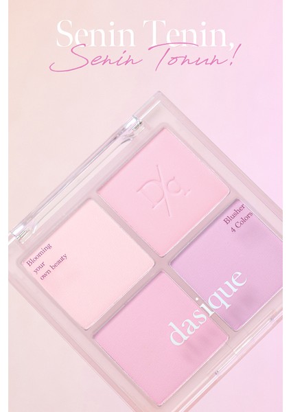 Karıştırılabilir Renklere Sahip 4’lü Allık Paleti Dasıque Blending Mood Cheek (#02 Cool Blending)