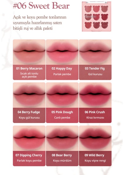 9 Renkli Ruj & Allık Paleti Dasıque Mood Painting Lip & Cheek Palette (#06 Sweet Bear)