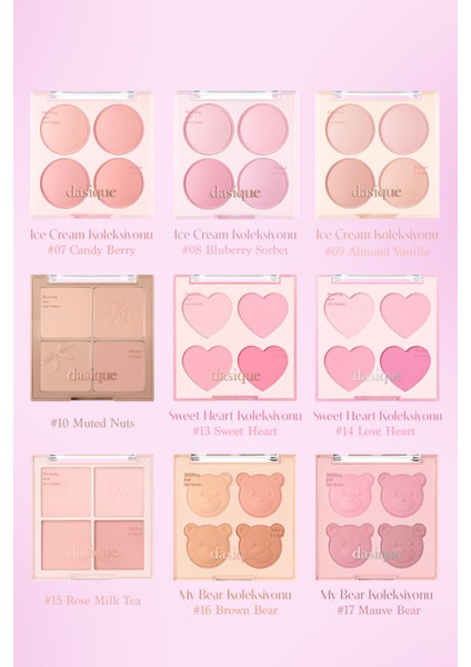 Karıştırılabilir Renk Tonlarına Sahip 4lü Allık Dasıque Blending Mood Cheek (#09 Almond Vanilla)