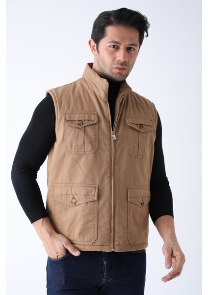 Erkek Kışlık Yelek Pamuklu Kapitoneli Dört Cepli