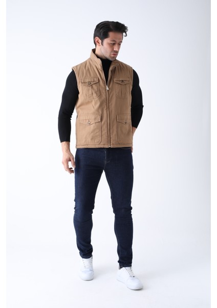 Erkek Kışlık Yelek Pamuklu Kapitoneli Dört Cepli modelleri