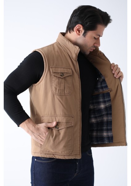 Erkek Kışlık Yelek Pamuklu Kapitoneli Dört Cepli fırsatları