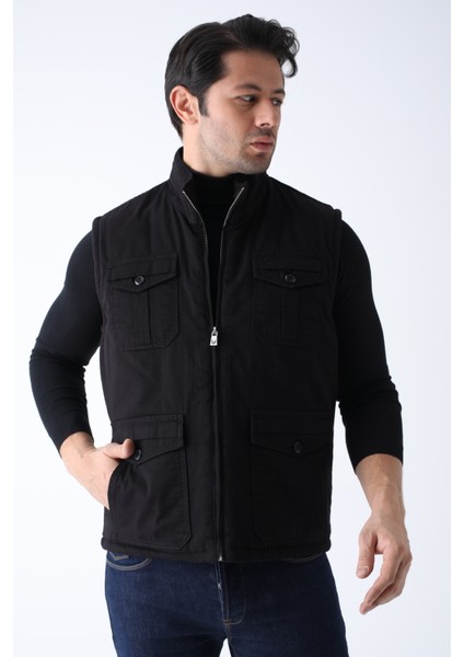 Erkek Kışlık Yelek Pamuklu Kapitoneli Dört Cepli