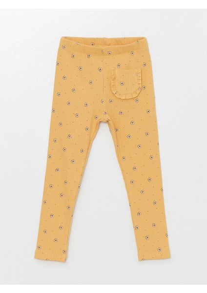 Lcw Kids Sarı Beli Lastikli Çiçekli Kız Bebek Tayt