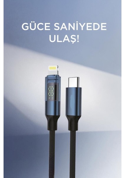 U22 Type-C To Lightning 27W Hızlı Şarj Kablosu LED Ekranlı Dayanıklı Örgü Kablo modelleri