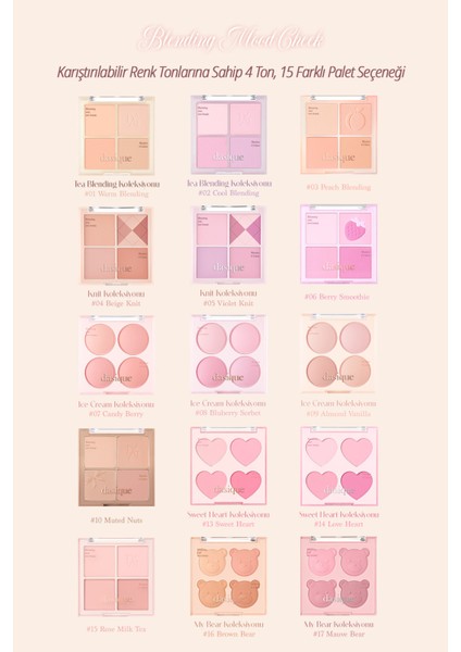 Karıştırılabilir Renk Tonlarına Sahip 4lü Allık Dasıque Blending Mood Cheek (#15 Rose Milk Tea)