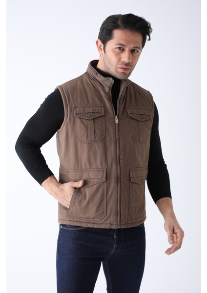 Erkek Kışlık Yelek Pamuklu Kapitoneli Dört Cepli
