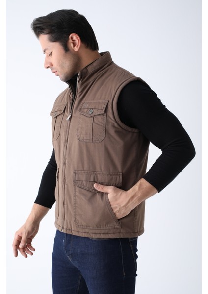 Erkek Kışlık Yelek Pamuklu Kapitoneli Dört Cepli fırsatları