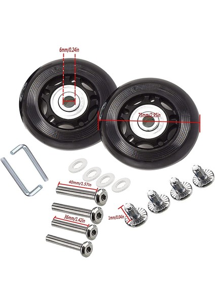 Bavul Bagaj Tekerleği Yedek Kit Kauçuk Evrensel Tekerlekler Döner Tekerlek Bearingtool (Od: 75 W: 24 Kimlik: 6 Aks: 36/40MM) (Yurt Dışından) indirimleri