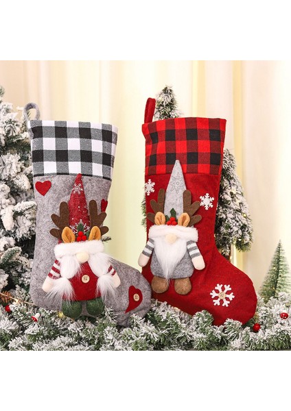 3D Noel Baba ile Noel Çorapları, Aile Tatili Dekorasyonu Için Şömine Ağacı Asılı, B (Yurt Dışından) fırsatları