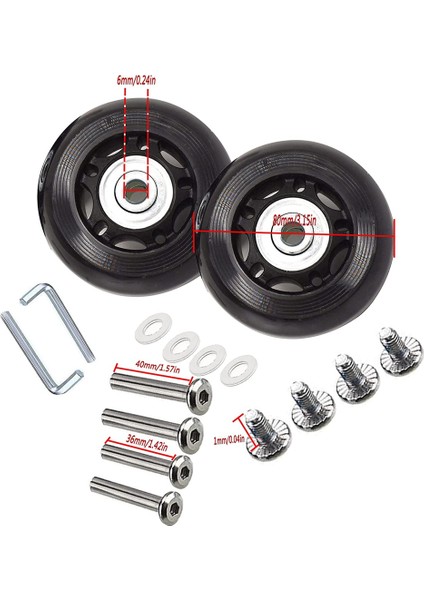Bavul Bagaj Tekerleği Yedek Kit Kauçuk Evrensel Tekerlekler Döner Caster Bearingtool (Od: 80 W: 24 Kimlik: 6 Aks: 36/40MM) (Yurt Dışından) fırsatları