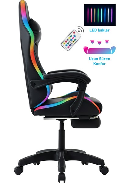 Blue Star Işıklı - Masaj Özellikli Oyuncu Koltuğu Mavi-Siyah indirimleri