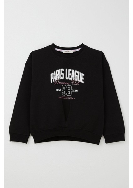 Kız Çocuk Eşofman Takım Lig Temalı Ön Kısmı V Dikişli 5-10 Yaş, Siyah