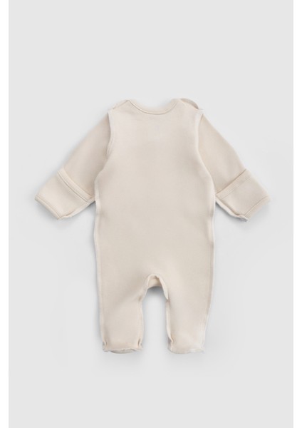 Ters Dikişli Organik Pamuk Ekru Prematüre Kruvaze Patikli Tulum fiyatları