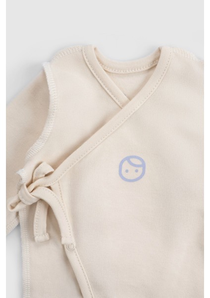 Ters Dikişli Organik Pamuk Ekru Prematüre Kruvaze Patikli Tulum modelleri