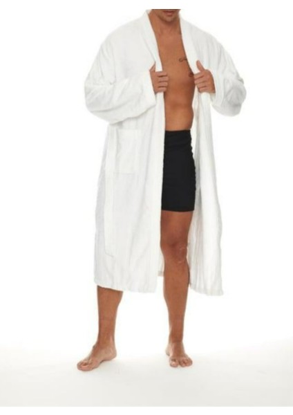 Erkek Havlulu Banyo Bornoz Takımı %100 Pamuklu Beyaz fırsatları
