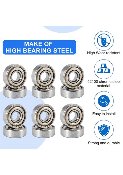 80PCS 608ZZ Yatak 8X22X7 mm Abec-5 Paten Taşıyıcı Minyatür 608 Zz Top Rulmanları 608Z 608 2z Rulman (Yurt Dışından)