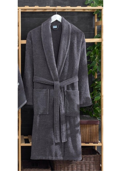 Erkek Havlulu Banyo Bornoz Takımı %100 Pamuklu Antrasit fiyatları