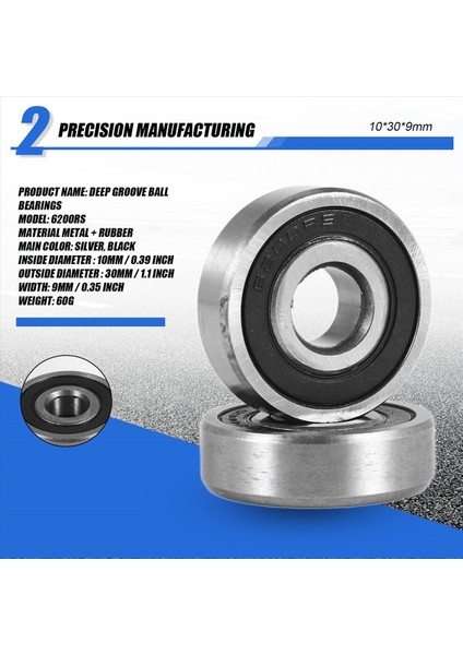 6200RS Korumalı Tek Serçe Derin Groove Ball Rulman 10MM x 30MM x 9mm 2 Parçalar (Yurt Dışından) indirimleri