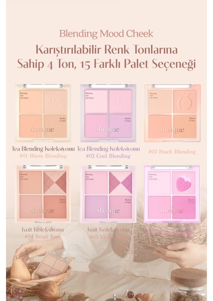 Karıştırılabilir Renk Tonlarına Sahip 4’lü Allık Paleti Dasıque Blending Mood Cheek (#10 Muted Nuts)