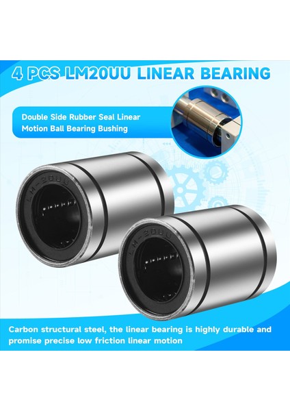 4 Adet LM20UU 20X32X42MM Çift Taraflı Kauçuk Conta Lineer Hareket Bilyalı Rulman Burcu (Yurt Dışından) fırsatları