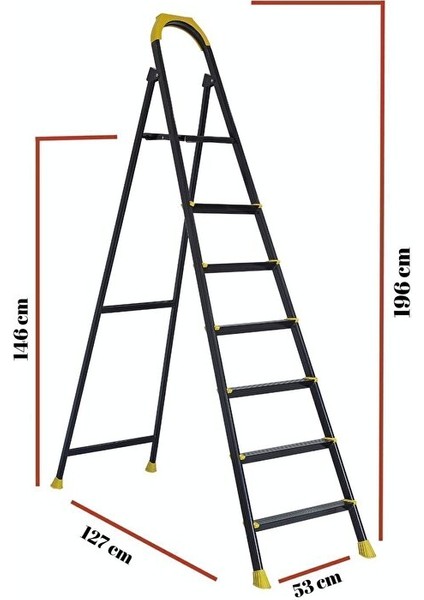 Ze Hardy 6+1 Basamaklı Özel Tasarım Hafif Merdiven (Kaymaz Papuçlu) Paslanmaz fiyatları