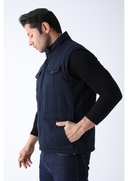 Erkek Kışlık Yelek Pamuklu Kapitoneli Dört Cepli fırsatları
