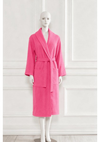 Kadın Havlulu Banyo Bornoz Takımı Pamuklu Fuşya modelleri