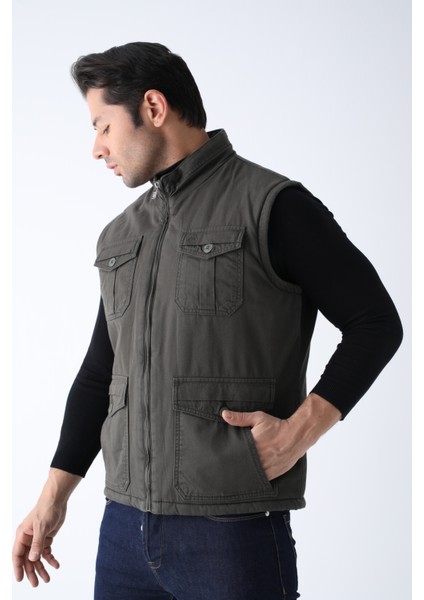 Erkek Kışlık Yelek Pamuklu Kapitoneli Dört Cepli modelleri